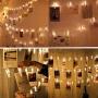 Glintee Photo Clip String Lights,20 LED Fairy String Lights with Clips for Hanging Photo, Cards, Bedroom Indoor Decor Party Wedding Decorations Battery Operated(Warm White)