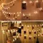 Glintee Photo Clip String Lights,20 LED Fairy String Lights with Clips for Hanging Photo, Cards, Bedroom Indoor Decor Party Wedding Decorations Battery Operated(Warm White)