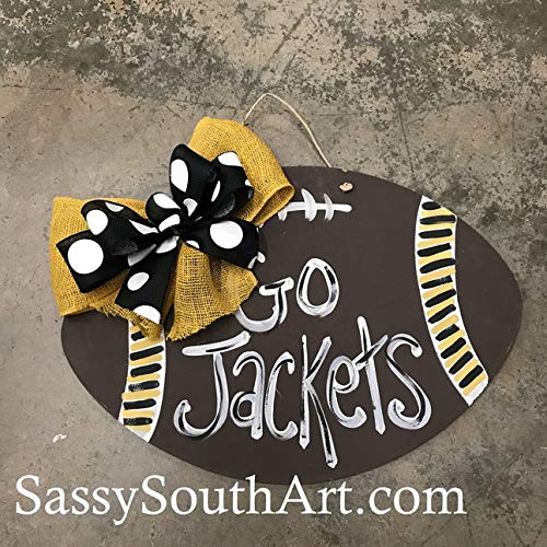 Sassy South Front Door Décor Wooden Door Hanger Football Wreath Sign Sassy South Front Door Décor Wooden Door Hanger Football Wreath Sign