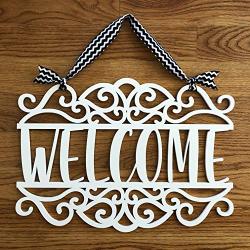 Fall Wreath for Front Door - Scroll Welcome Sign Door Hanger - Everyday Country Wreath - Neutral Door Hanger - Modern Welcome Sign -All Year