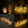 6-Pack Solar-powered Mason Jar Lights (6 Hanger Included / No Jar),10 LEDs Warm White Jar Hanging Light,Solar Fairy Firefly Lights Lids Insert Fit for Regular Mouth Jars for Decor Solar Table Light