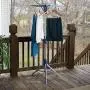 Household Essentials 5009-1 Collapsible Portable Indoor Tripod Clothes Drying Rack for Hanging Laundry | Silver and Blue