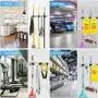 AURIDA Mop and Broom Holder Wall Mount/Stainless Steel Garden Tool Organizer/Broom Hanger Storage Tools Wall Mounted with 3 Racks 4 Hooks for Kitchen Garage & Office + 2 Adhesive Hooks for Towel Keys