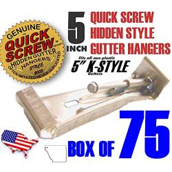 Quick Screw 5" 75 Pack Premium Hidden Rain Gutter Bracket Hook Hangers with screw clip style