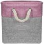 Sorbus Cube Storage Bins Basket Set [3-Pack] Large Square Cube Fabric Collapsible Organizer Bin with Cotton Rope Carry Handles for Linens, Toys, Clothes (Pink)