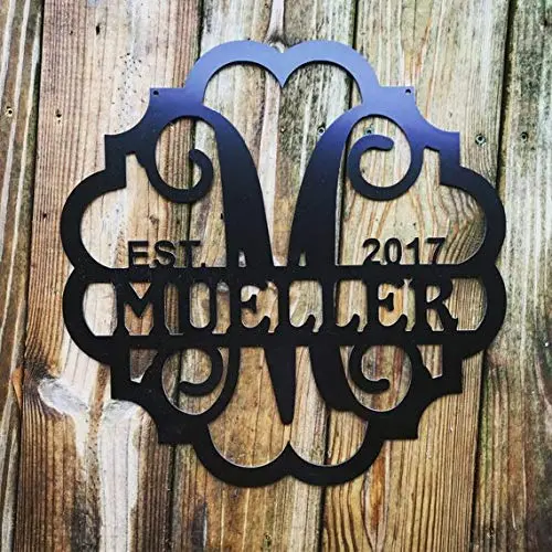 Personalized Last Name Door Hanger-18&quot ACM Sign-Monogram Gifts For Women-Monogram Door Wreath- Established Family Sign-Initial Door Hanger