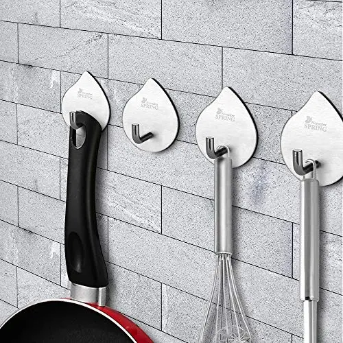 Adhesive Hooks,Wall Towel Hooks 3M Hooks Kitchen Hook 304 Stainless Steel Waterproof Bathroom Hook Wall Hanger for Bathroom, Kitchen and Office, Adhesive Coat Hook, Key Hook Stick on Wall (4 Packs) Adhesive Hooks,Wall Towel Hooks 3M Hooks Kitchen Hook 304 Stainless Steel Waterproof Bathroom Hook Wall Hanger for Bathroom, Kitchen and Office, Adhesive Coat Hook, Key Hook Stick on Wall (4 Packs)