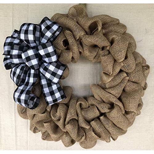 Burlap Wreath with Buffalo Plaid Bow, Rustic Farmhouse Christmas, Door Hanger Farmhouse Decor Everyday Wreath Burlap Bowtique Burlap Wreath with Buffalo Plaid Bow, Rustic Farmhouse Christmas, Door Hanger Farmhouse Decor Everyday Wreath Burlap Bowtique