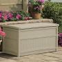 Suncast 50 Gallon Boxes Small Waterproof Outdoor Storage Container for Gardening Tools, Athletic Equipment and More Store Items on Deck, Patio, Backyard, Taupe Suncast 50 Gallon Boxes Small Waterproof Outdoor Storage Container for Gardening Tools, Athletic Equipment and More Store Items on Deck, Patio, Backyard, Taupe
