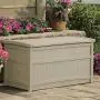 Suncast 50 Gallon Boxes Small Waterproof Outdoor Storage Container for Gardening Tools, Athletic Equipment and More Store Items on Deck, Patio, Backyard, Taupe