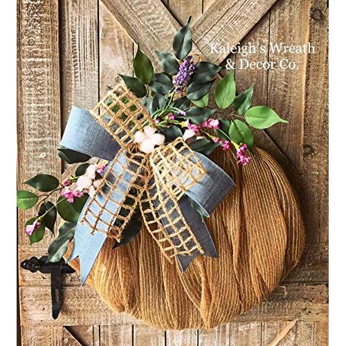 Pumpkin wreath, Fall wreath, fall decor, cotton wreath, fall burlap wreath, burlap wreath, fall farmhouse wreath, fall decor, fall door hanger