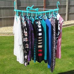 HANGERWORLD 10 Turquoise Plastic Hanger Frame Indoor Outdoor Clothes Garment Dryer Space Saving Drop Down Action