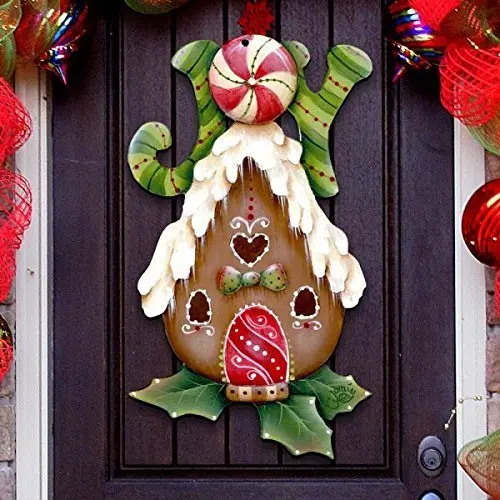 G.DeBrekht Christmas “Joy Gingerbread Bird House” Wooden Door hanger/wall decor by Jamie Mills-Price #8457507H