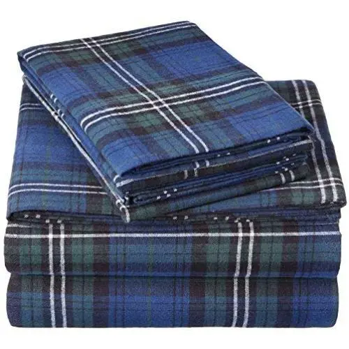 Pinzon Plaid Flannel Bed Sheet Set - King, Blackwatch Plaid Pinzon Plaid Flannel Bed Sheet Set - King, Blackwatch Plaid