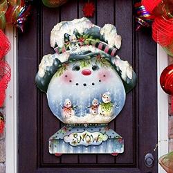 G.DeBrekht Christmas “Joe Cool Snowglobe” Wooden Door hanger/wall decor by Jamie Mills-Price #8457506H