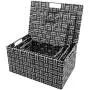 Sorbus Storage Boxes Woven Basket Bin Container Tote Cube Organizer Set Stackable Storage Basket Woven Strap Shelf Organizer Built-in Carry Handles (Lid Bins - 3 Pack, Gray Pattern)