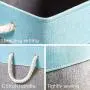 Prandom Large Foldable Cube Storage Baskets Bins 13x13 inch [3-Pack] Fabric Linen Collapsible Storage Bins Cubes Drawer with Cotton Handles Organizer for Shelf Toy Nursery Closet Bedroom(Gray/Blue)…