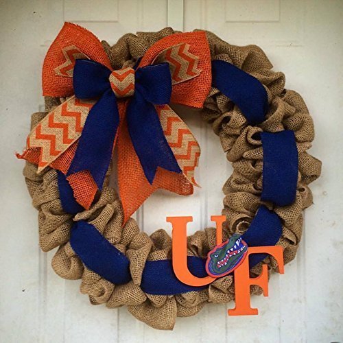 Burlap Gator Wreath Florida Gators UF Football Orange and Blue Door Decor Door hanger Christmas Gift