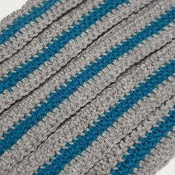 Crocheted Grey with Teal Stripe Coat Hanger Cover Set