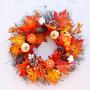 Halloween Thanksgiving Door Hanging Wreath Garland Artificial Maple Leaves Pumpkins Berries Pine Cones Simulation Weeding Harvest Home Decor