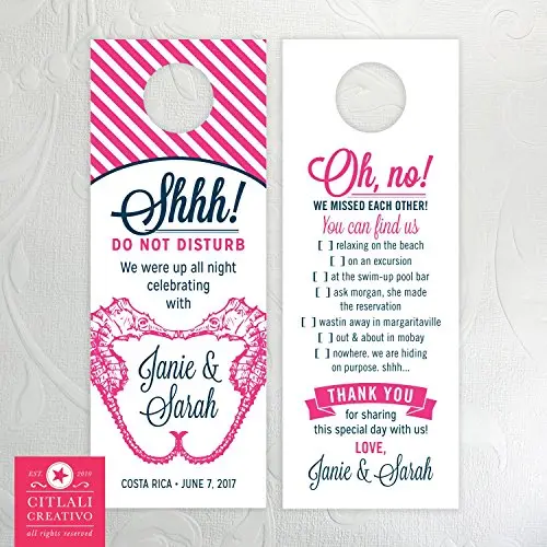 Shhh Do Not Disturb Destination Wedding Door Hangers (set of 10) Kissing Seahorses Shhh Do Not Disturb Destination Wedding Door Hangers (set of 10) Kissing Seahorses