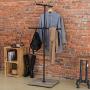 MyGift Industrial Pipe Clothing Display Stand with Vintage Gray Wood Base