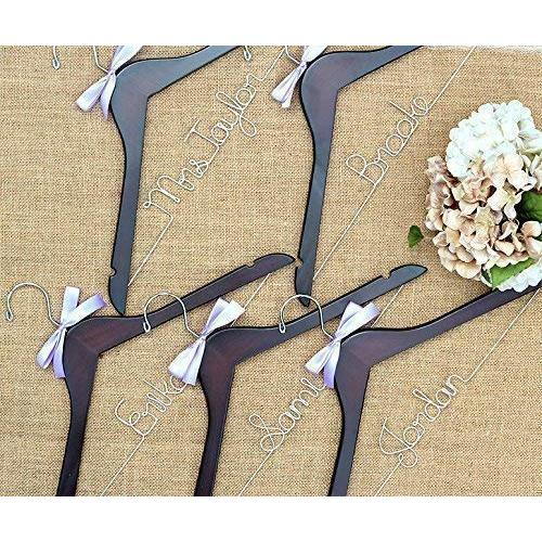 Set of 5 Bridal Party Hangers, Bride Hanger, Bridal Hanger, Wedding Hanger, Personalized, Mrs Hanger, Bridesmaid Gift
