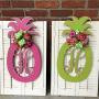 Hot Pink Pineapple Monogram Lime PinkSummer Door Hanger Summer Wreaths Double Door Monogram Pineapple Pink Lime Welcome Decor Hot Pink Lime Home Decor Birthday Gift Dorm Decor Housewarming Gift