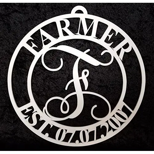 15.5" x 1/4" Acrylic Monogram Front Door Circle,Curved Last Name initial, Door Decor, Hanger, Acrylic, Indoor Outdoor, Family Letter, Monogram, House - Weathers better than wood or metal! Hanging Wall