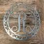 22" Scrolled Circle Metal Monogram Door Hanger, Metal Wall Art