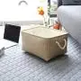 TheWarmHome Decorative Basket Rectangular Fabric Storage Bin Organizer Basket with Handles for Clothes Storage (Beige, 13.8L9.8W6.7H)