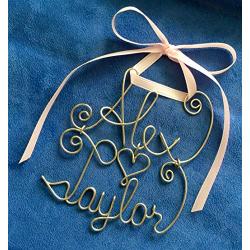 Personalized Gold or Silver Wire Name Valentines Day Gift~Wall or Door Hanger~Ornament~Any Name~2, 3, 4 Names possible~Year, Date 2019 option~Love Heart~Keepsake~The Original