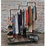 Diwhy Industrial Pipe Clothing Rack Pine Wood Shelving Shoes Rack Cloth Hanger Pipe Shelf Garment Racks (Style 4)