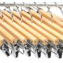 LOHAS Home 10-Pack Natural Finish Wooden Pant Skirt Hangers with 2-Adjustable Anti-Rust Clips