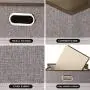 Large Storage Boxes with Lid [3-Pack] Linen Fabric Decorative Storage Boxes Bin Organizer Containers Collapsible Basket Cube with Handles Divider for Bedroom Closet Office Living Room (17.7x11.8x11.8)