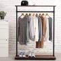 MyGift 60-Inch Rustic Industrial Wood & Pipe Design Freestanding Coat Rack, Retail Garment Display Stand