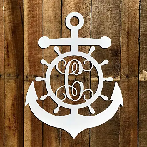 22" Metal Anchor Monogram, Door Hanger, Nautical Metal Wall Art 22" Metal Anchor Monogram, Door Hanger, Nautical Metal Wall Art
