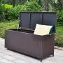 BABYLON Outdoor Patio Wicker Storage Container Deck Boxes Made of Antirust Aluminum Frames and Resin Rattan, 86-Gallon (Brown) (Large, Brown)