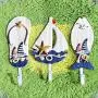 Aligle Tm Large Art Hook Wooden Nautical Coat Hat Clothes Towel Wall Hooks Hangers Hanging Decoration Wall Mounted Key Hook Metal Home Decor 3pcs Mediterranean Style Slippers Sailing Fish Utility Hook