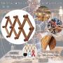 BUZIFU Coat Rack Shelf Expandable Accordion Wooden Clothes Hat Hanger Wall Mounted Coat Rack with 10 Peg Hooks Folding Wooden Hook Rack for Hallway Bathroom Living Room Kitchen, Rustic Walnut Color