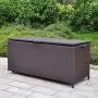 BABYLON Outdoor Patio Wicker Storage Container Deck Boxes Made of Antirust Aluminum Frames and Resin Rattan, 86-Gallon (Brown) (Large, Brown)