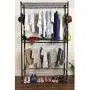 Newzeal Extra-Large 3-Tier Rod Closet Organizer Garment Rack Clothes Storage Hanger Shelf Hooks Portable Clothes Wardrobe Hanger Home Shelving