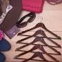 FloridaBrands Wooden Dress Hangers, Mahogany Wood Suit Clothes Hangers with High Grade Extra Smooth Finish & Chrome Hook to Organize Your Wardrobe - (Pack of 24)