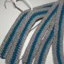 Crocheted Grey with Teal Stripe Coat Hanger Cover Set