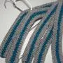 Crocheted Grey with Teal Stripe Coat Hanger Cover Set