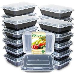 Enther Meal Prep Containers [20 Pack] Single 1 Compartment with Lids, Food Storage Bento Boxes | BPA Free | Stackable | Reusable Lunch Boxes, Microwave/Dishwasher/Freezer Safe,Portion Control (28 oz)