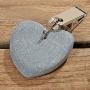 WHW Whole House Worlds Natural Stone Hearts Table Cloth Weights on Clip Hangers, Light Gray, Set of 4