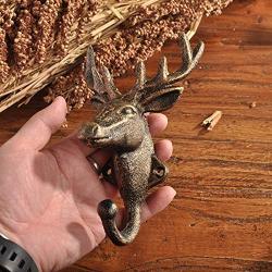 BOZLIZ - Hooks & Rails - Vintage Deer Head Animal Clothes Hanger Wall Mounted Hook Home Door Decoration - Hooks & Rails