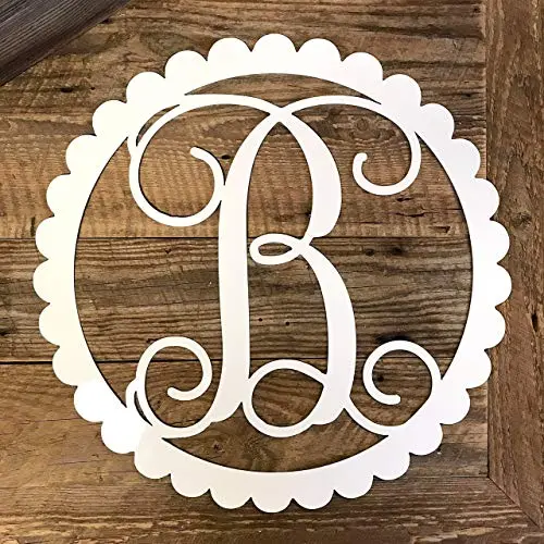 22" Scalloped Circle Metal Monogram Door Hanger, Metal Wall Art