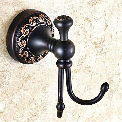Yxsd Wall Mount Black Single Coat Hook,All-Copper American Hanger Double Clothes Towel Robe Coat Rack Bathroom Hardware Pendant Hanging Hooks